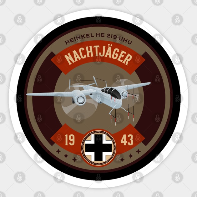 WW2 Airplane HE-219 World War Two Night Fighter Pilot Sticker by woormle